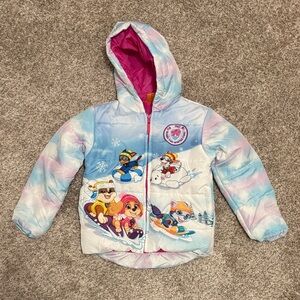 NEW Paw Patrol Kids Multicolor Cartoon Print Puffer Jacket 4T